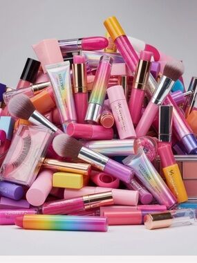 Large Assorted Make up Bundle Set – Lippies, Cosmetic Mirror and Face Masks